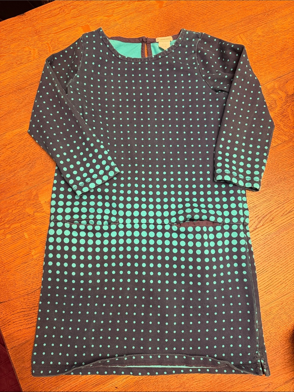 Crewcuts Girls' Navy and Teal Polka Dot Dress